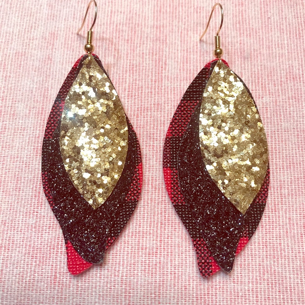 Buffalo Plaid faux leather earrings